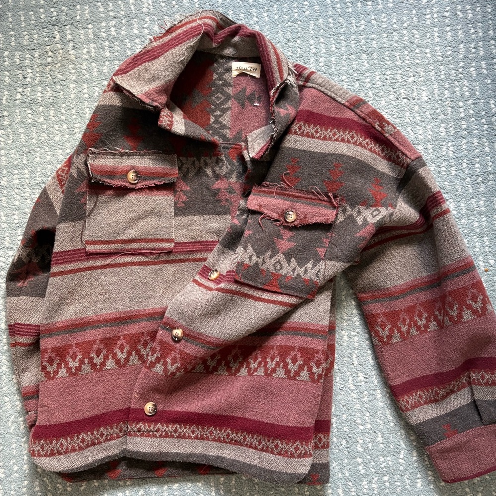 Red And Gray Patterned Jacket - image 2